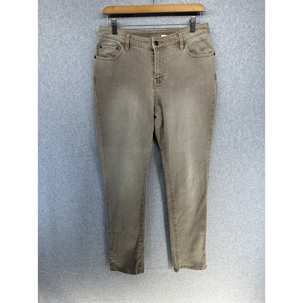 Jeanology Womens Jeans Size 10 Brown Tapered Leg Distressed 5 Pocket Design